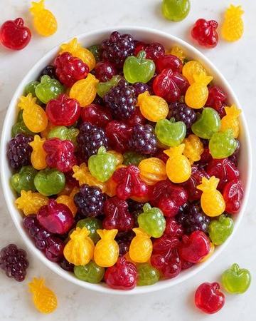 Gummies em formato de frutas