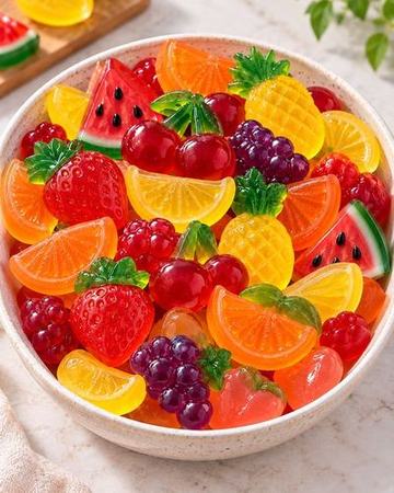 Gummies em formato de frutas