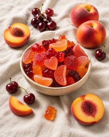 Gummies de pêssego e cereja